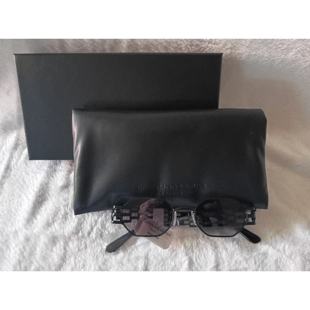 Carolina Lemke Bee CL3462-1 Black Geometric Sunglasses Cat 3 UV400 New w/Case